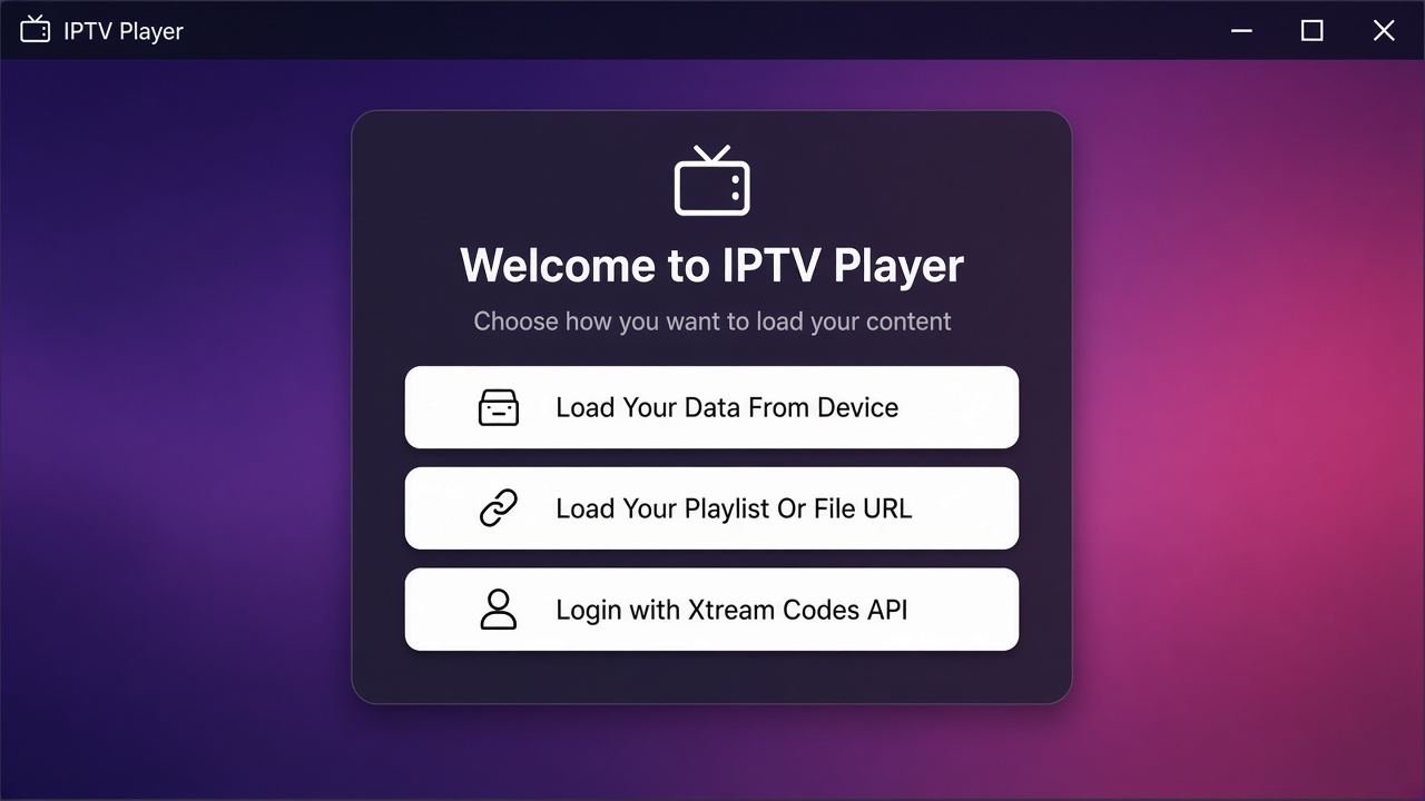 IPTV player Add User and Xtream Codes login screen